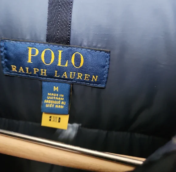 Polo by Ralph Lauren Dark Blue Puffer Jacket with High Collar and Slim Fit